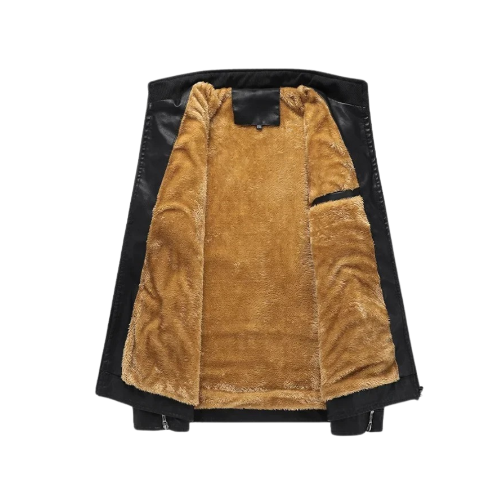 Veste en cuir doublée de polaire rétro