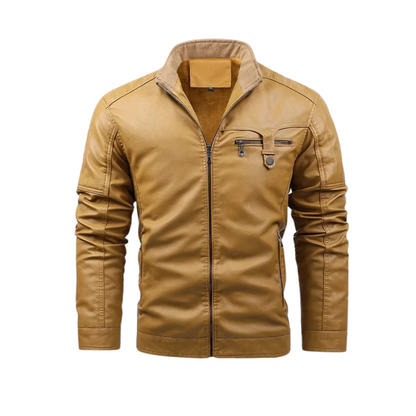 Veste en cuir doublée de polaire rétro