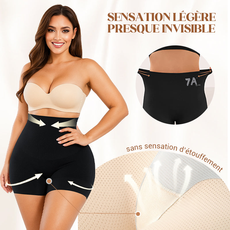 Sous-vêtements féminins taille haute en soie glacée avec contrôle de l'abdomen Hip-lifting