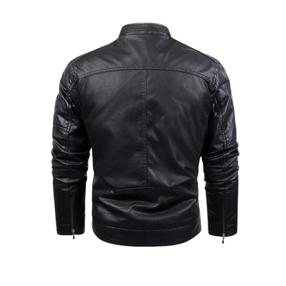Veste en cuir doublée de polaire rétro
