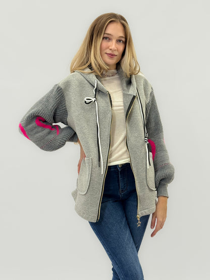 Veste en sweat avec manches en tricot