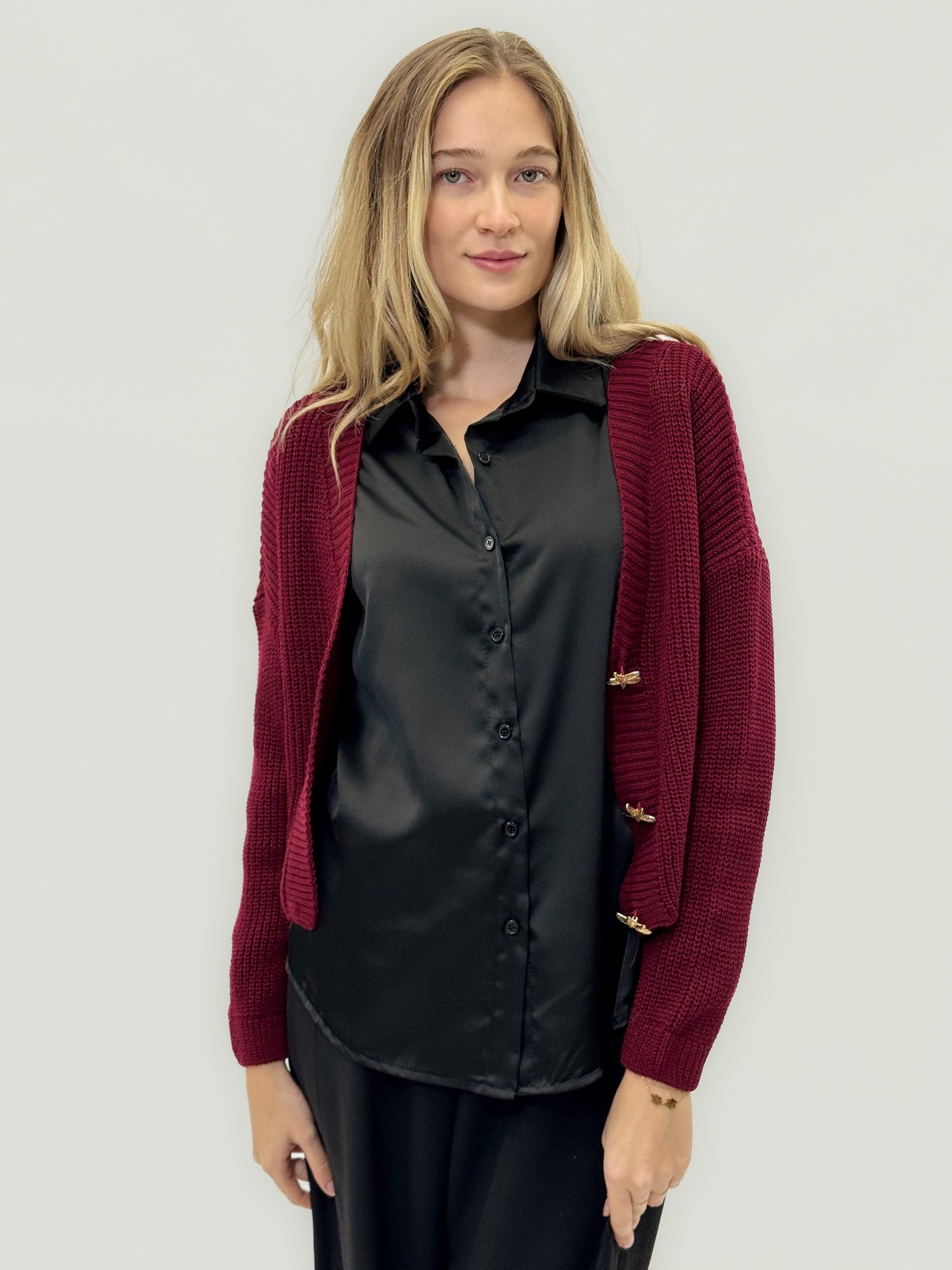 Cardigan en mélange de laine avec boutons en forme d'étoile
