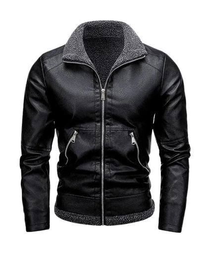Veste en cuir élégante en polaire