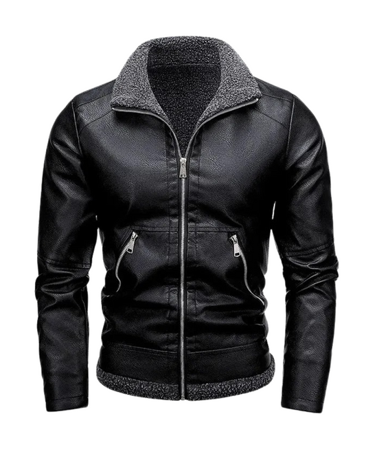 Veste en cuir élégante en polaire