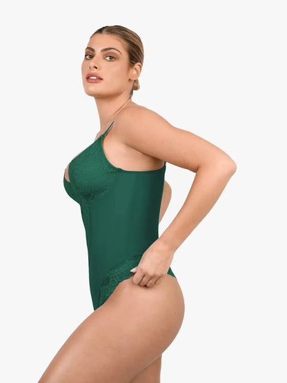 Body sculptant en dentelle à décolleté en V profond