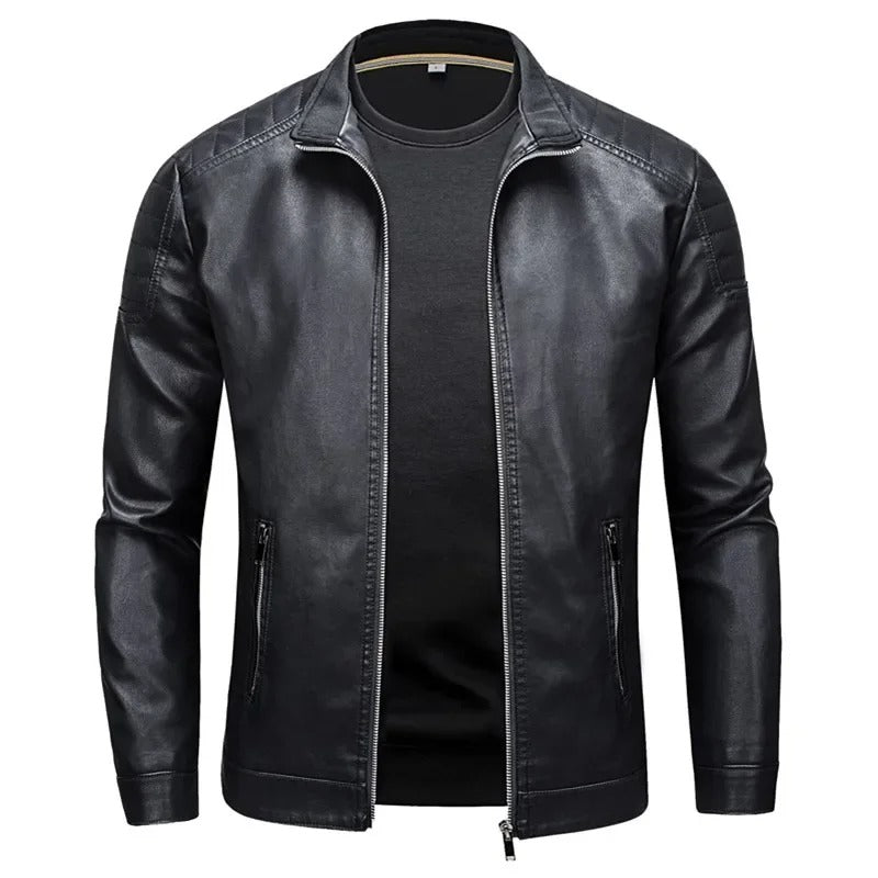 Veste en cuir avec col