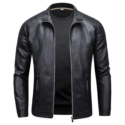 Veste en cuir avec col