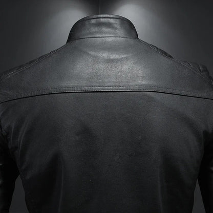 Veste en cuir avec col