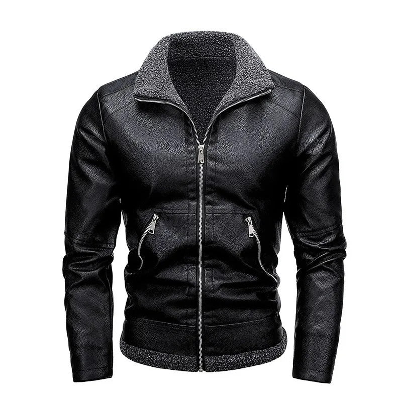 Veste en cuir élégante en polaire