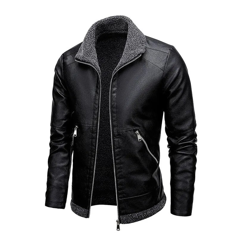 Veste en cuir élégante en polaire