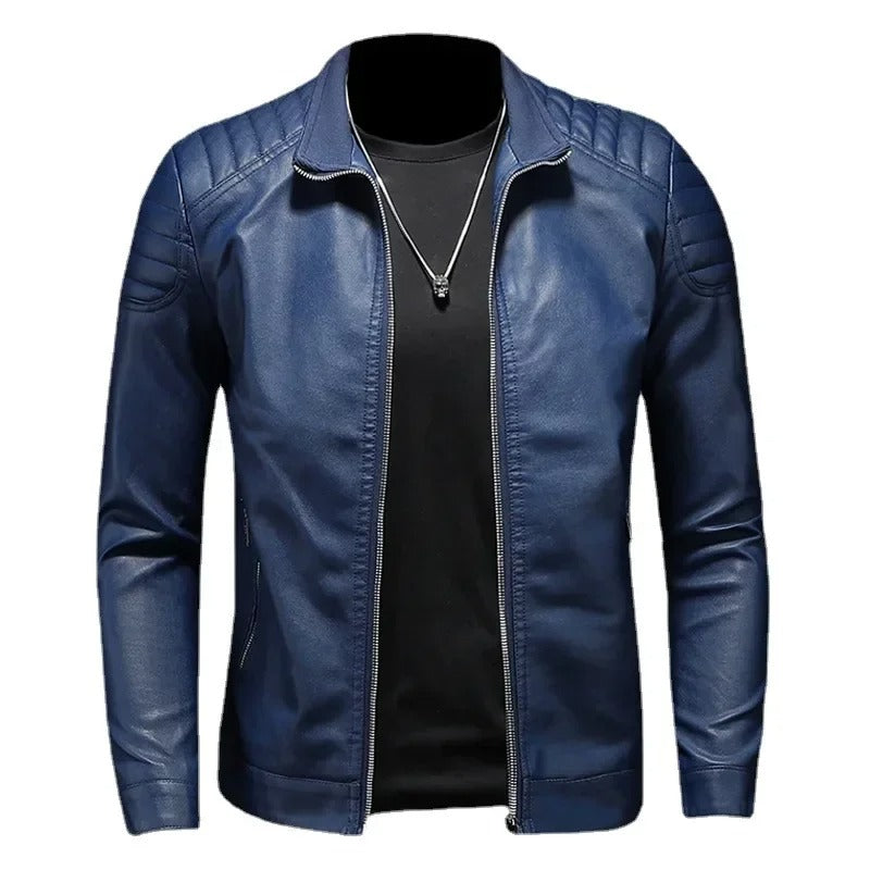 Veste en cuir avec col