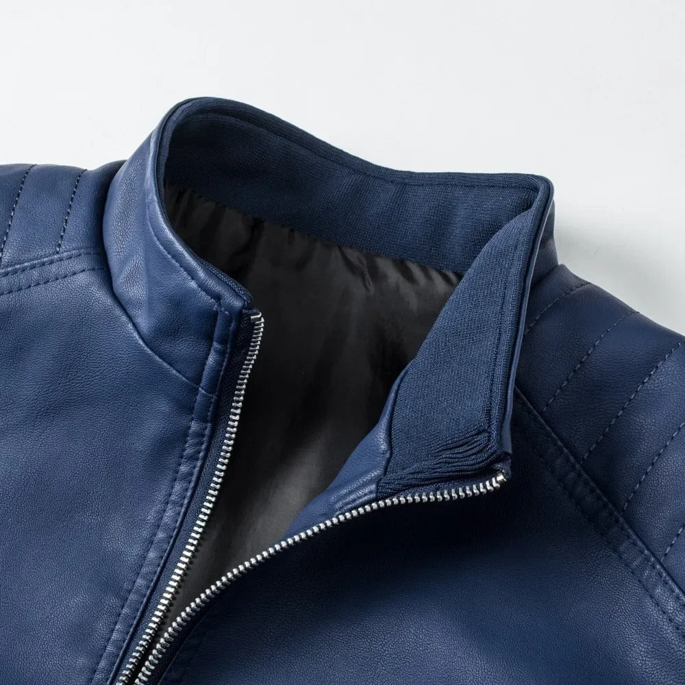 Veste en cuir avec col