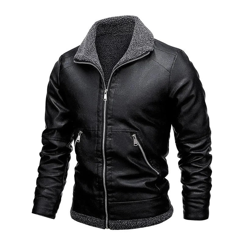 Veste en cuir élégante en polaire