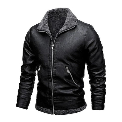 Veste en cuir élégante en polaire