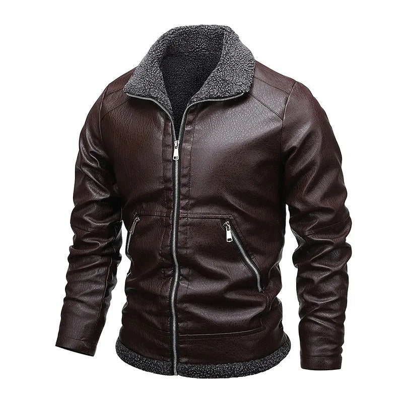 Veste en cuir élégante en polaire