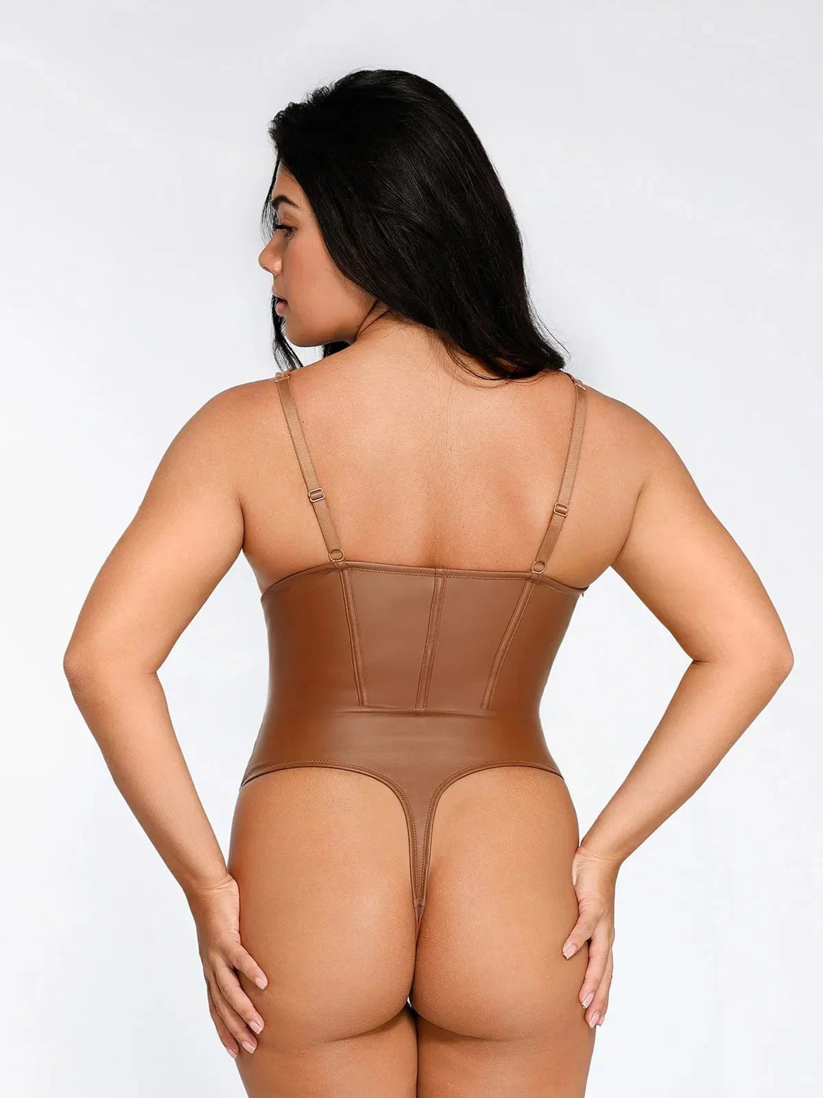 Body en Corset à Taille de Sable en Simili Cuir