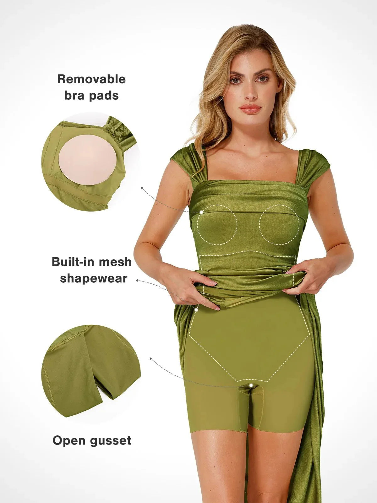 Robe Maxi Sculptante Froncée en Shapewear à Épaules Dégagées