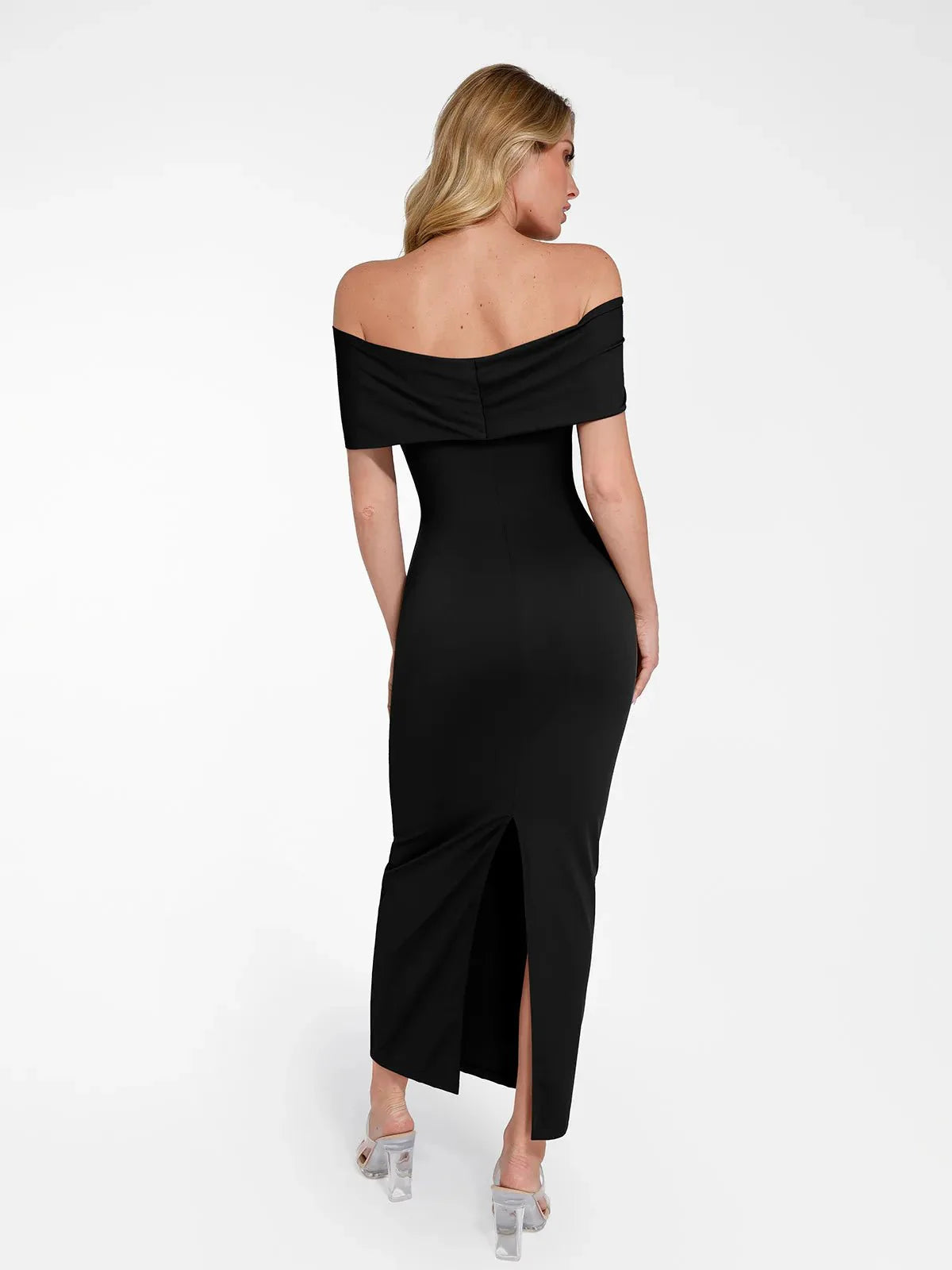 Robe Maxi Colonne Slim Off-the-Shoulder Shapewear