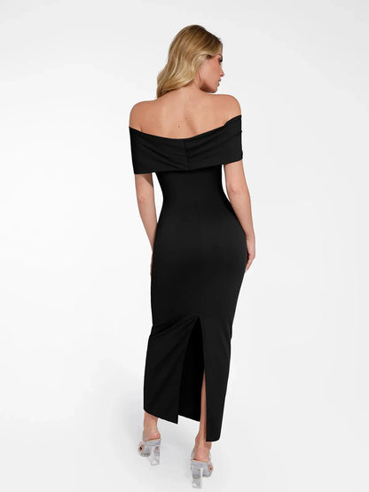 Robe Maxi Colonne Slim Off-the-Shoulder Shapewear