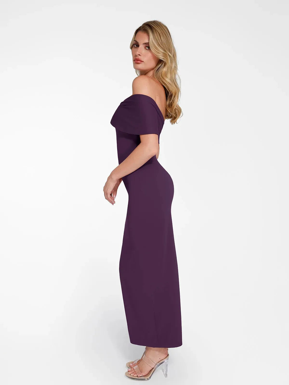 Robe Maxi Colonne Slim Off-the-Shoulder Shapewear