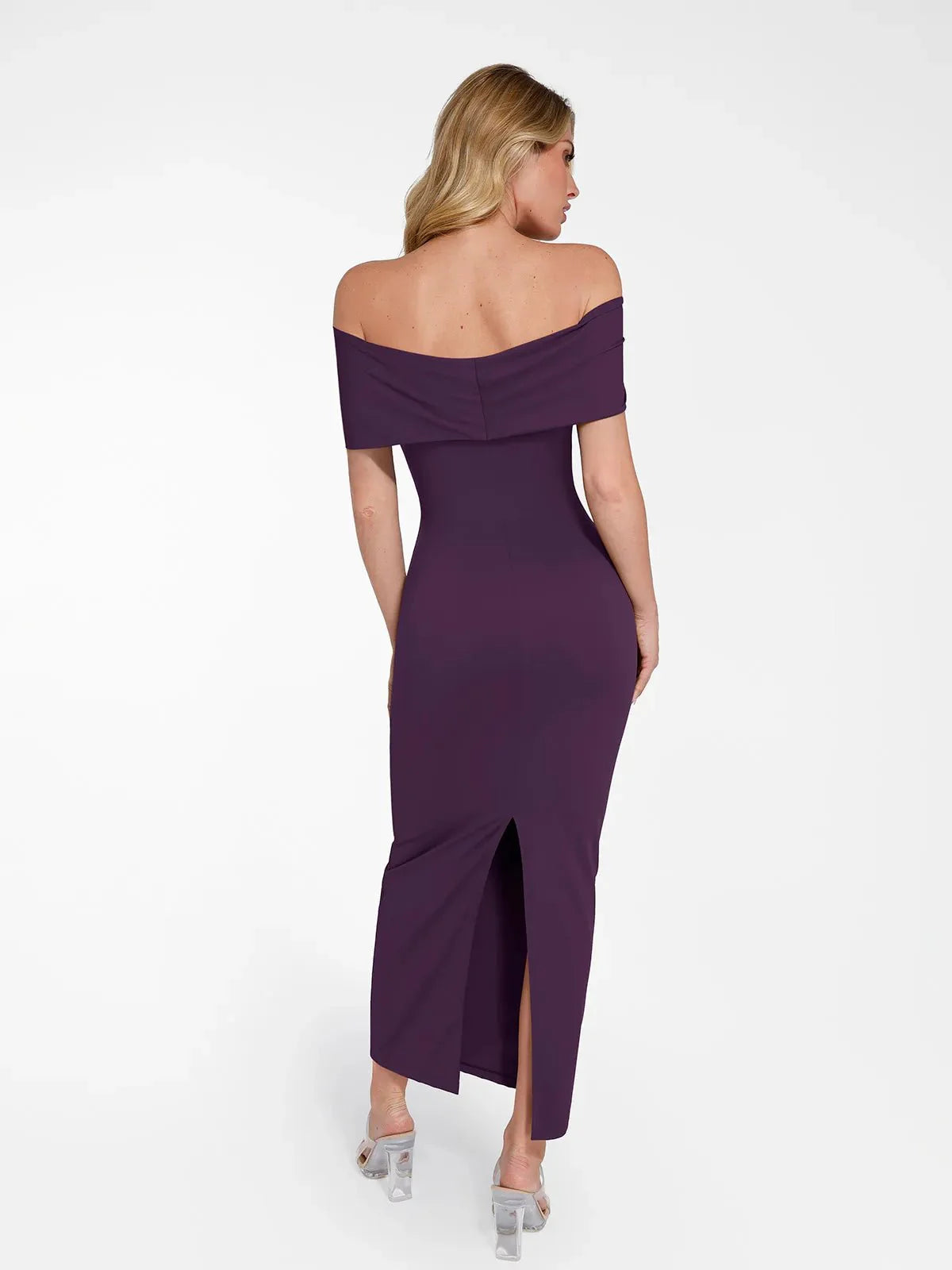 Robe Maxi Colonne Slim Off-the-Shoulder Shapewear