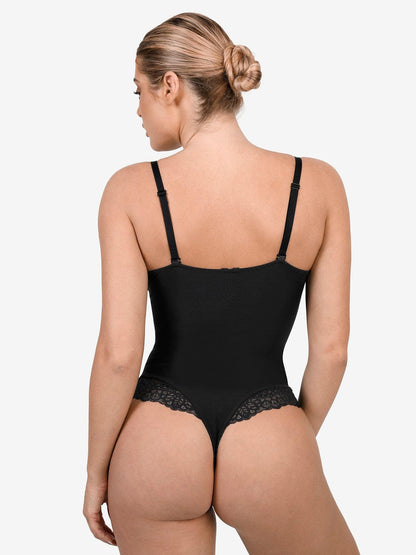 Body sculptant en dentelle à décolleté en V profond