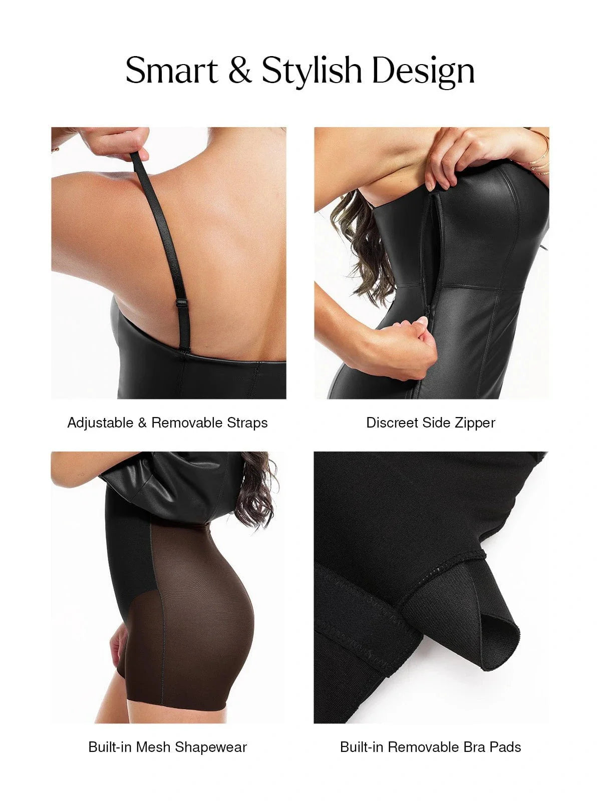 Robe Sculptante en Similicuir à Porté Double