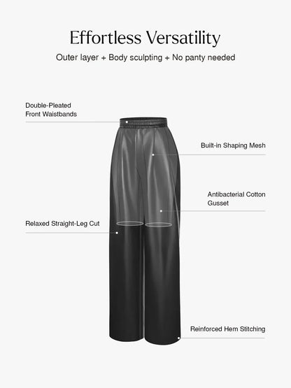 Pantalons larges taille haute en simili cuir