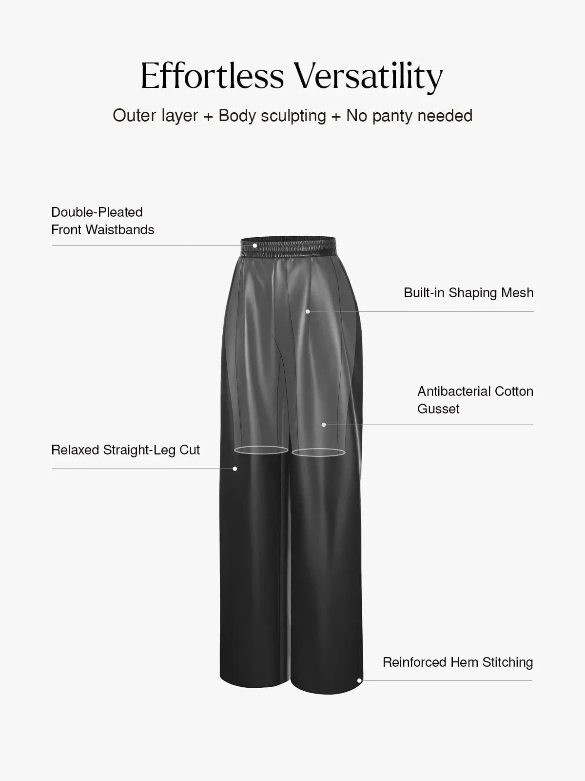 Pantalon large taille haute en simili cuir