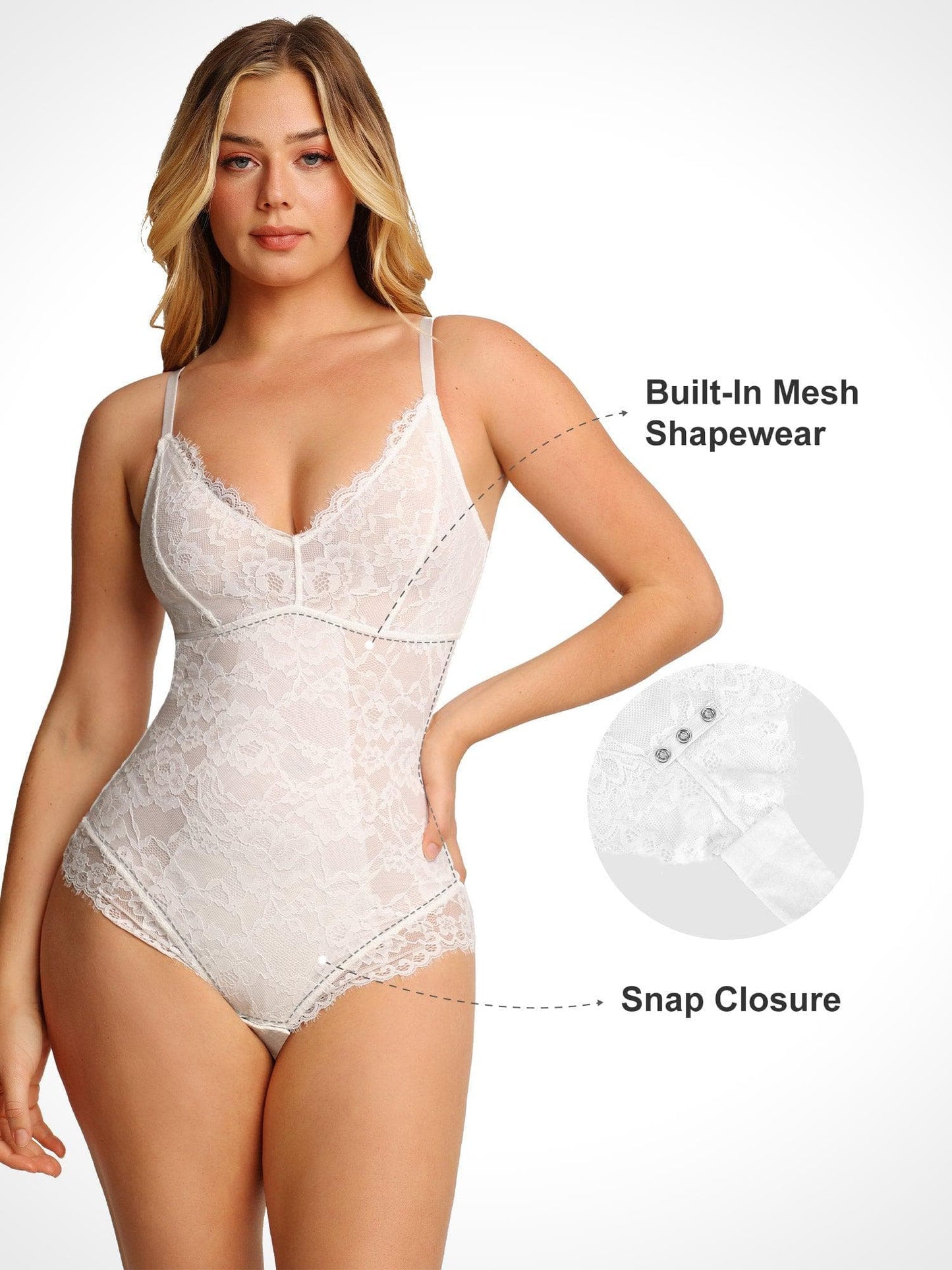 Body en dentelle intégrale sculptant avec contrôle ferme
