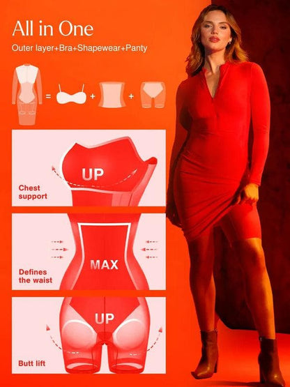Robe Midi à Manches Longues en Shapewear Thermique Redtag