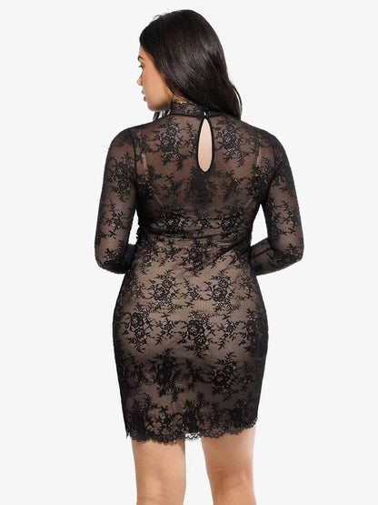 Robe Sculptante 2-en-1 avec Superposition en Dentelle