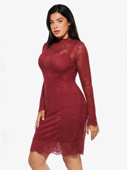 Robe Sculptante 2-en-1 avec Superposition en Dentelle