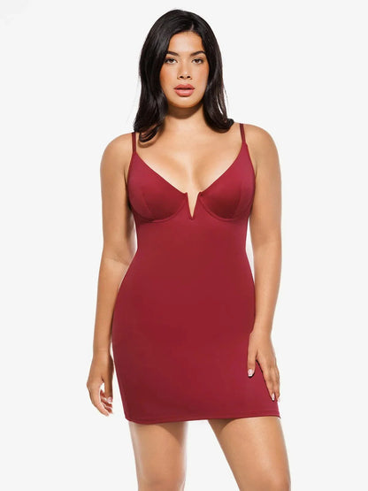 Robe Sculptante 2-en-1 avec Superposition en Dentelle