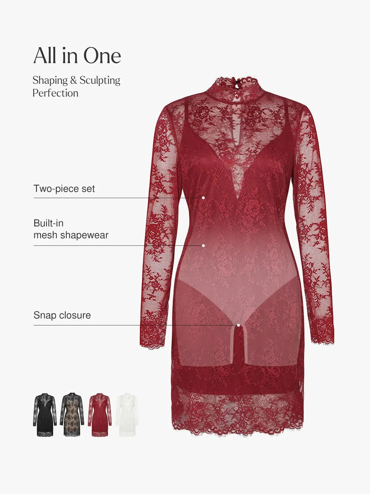 Robe Sculptante 2-en-1 avec Superposition en Dentelle