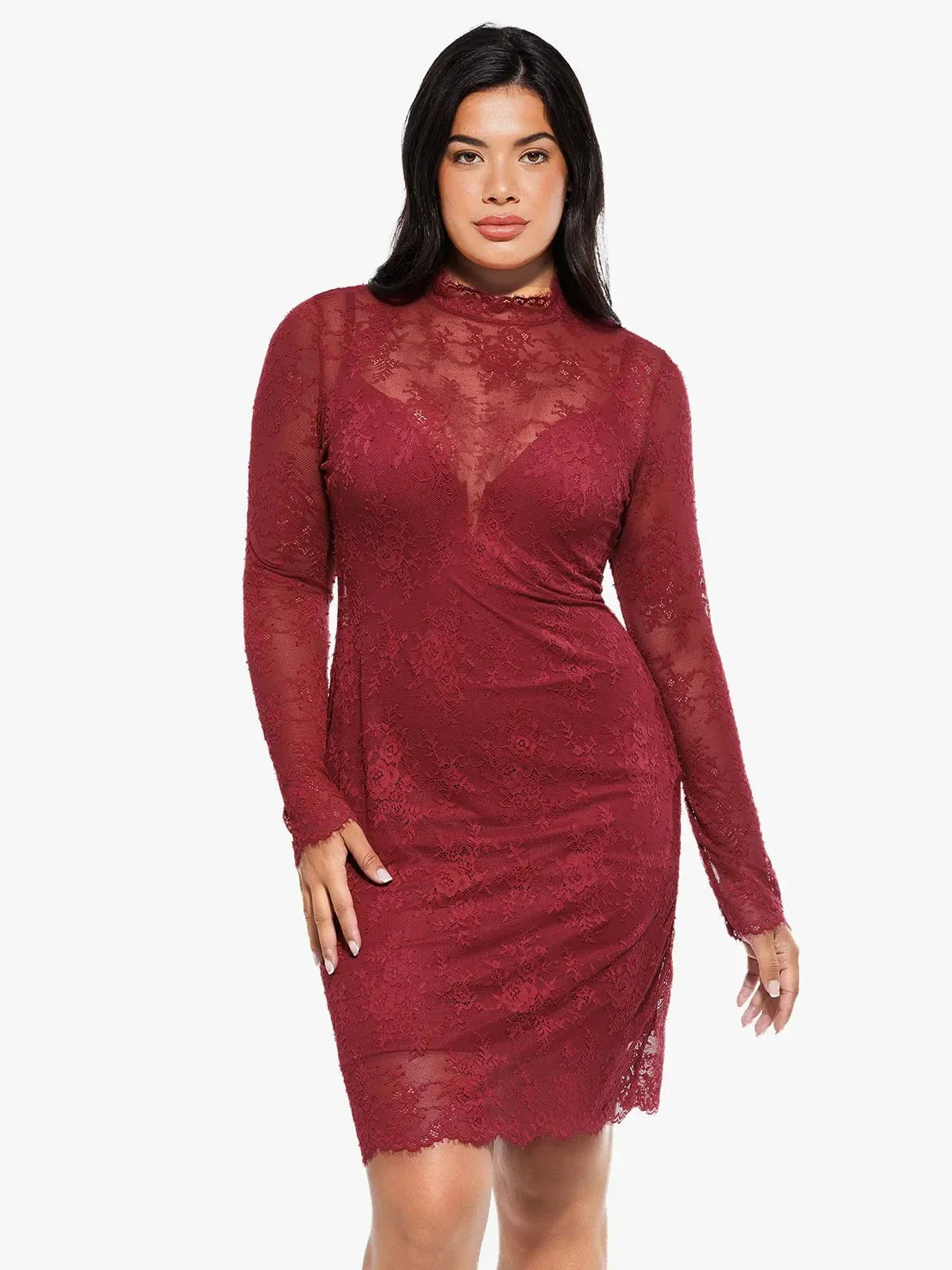 Robe Sculptante 2-en-1 avec Superposition en Dentelle