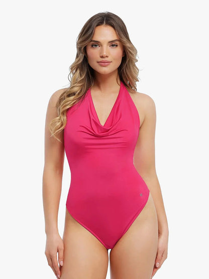 Body de Contrôle du Ventre à Col Cowl