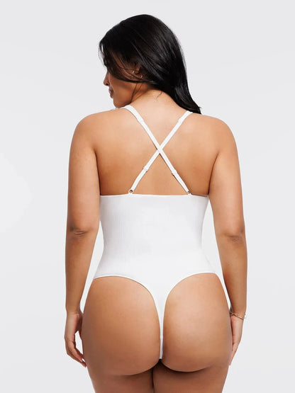 Body de contrôle du ventre drapé à col halter croisé