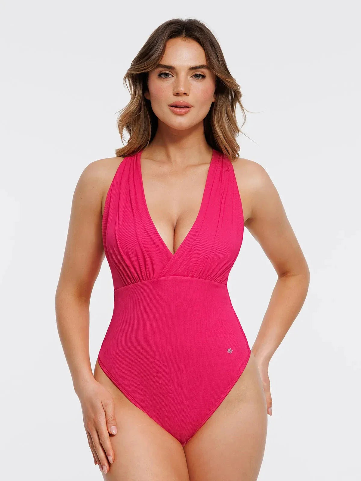 Body de contrôle du ventre drapé à col halter croisé