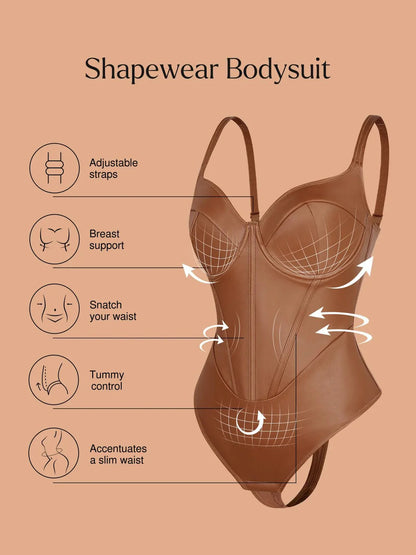 Body en Corset à Taille de Sable en Simili Cuir