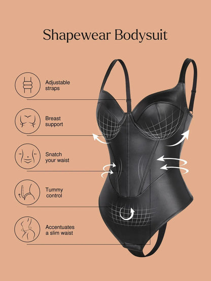 Body en Corset à Taille de Sable en Simili Cuir