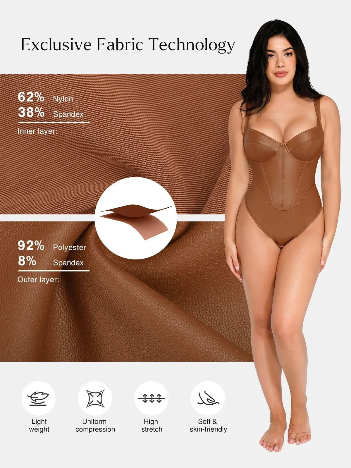 Body en Corset à Taille de Sable en Simili Cuir