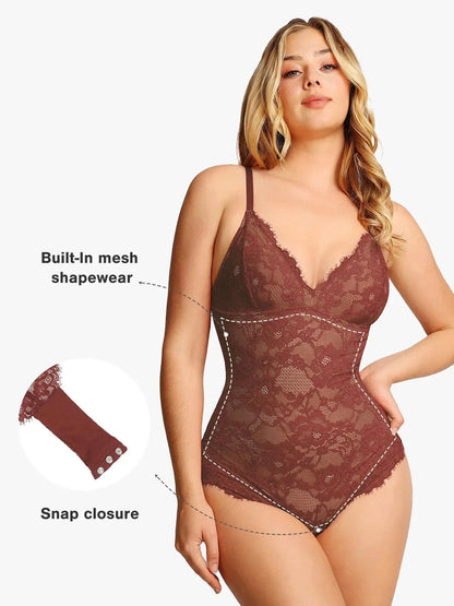 Body en dentelle intégrale sculptant avec contrôle ferme