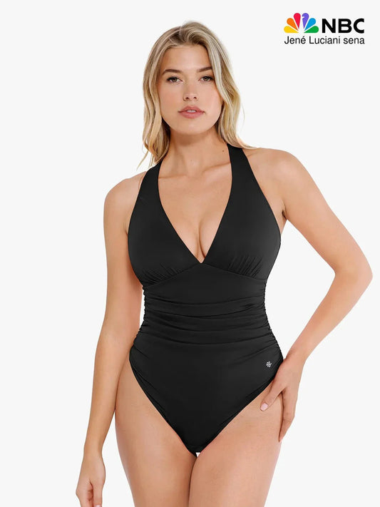 Body de contrôle du ventre à col halter drapé