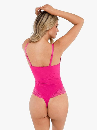 Body sculptant en dentelle à décolleté en V profond