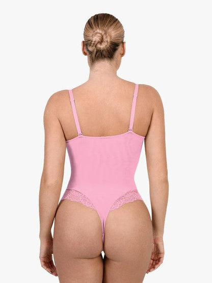 Body sculptant en dentelle à décolleté en V profond