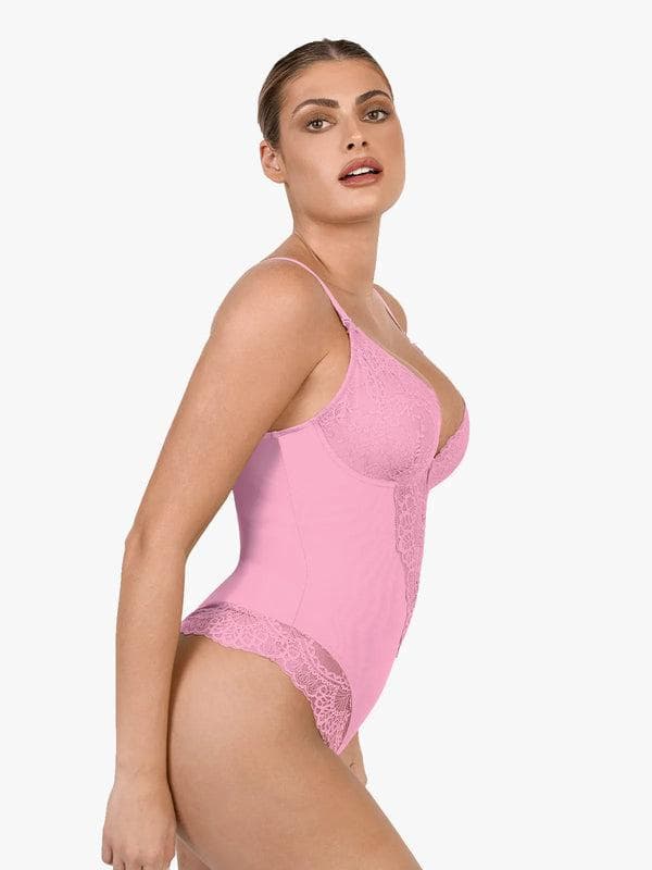 Body sculptant en dentelle à décolleté en V profond
