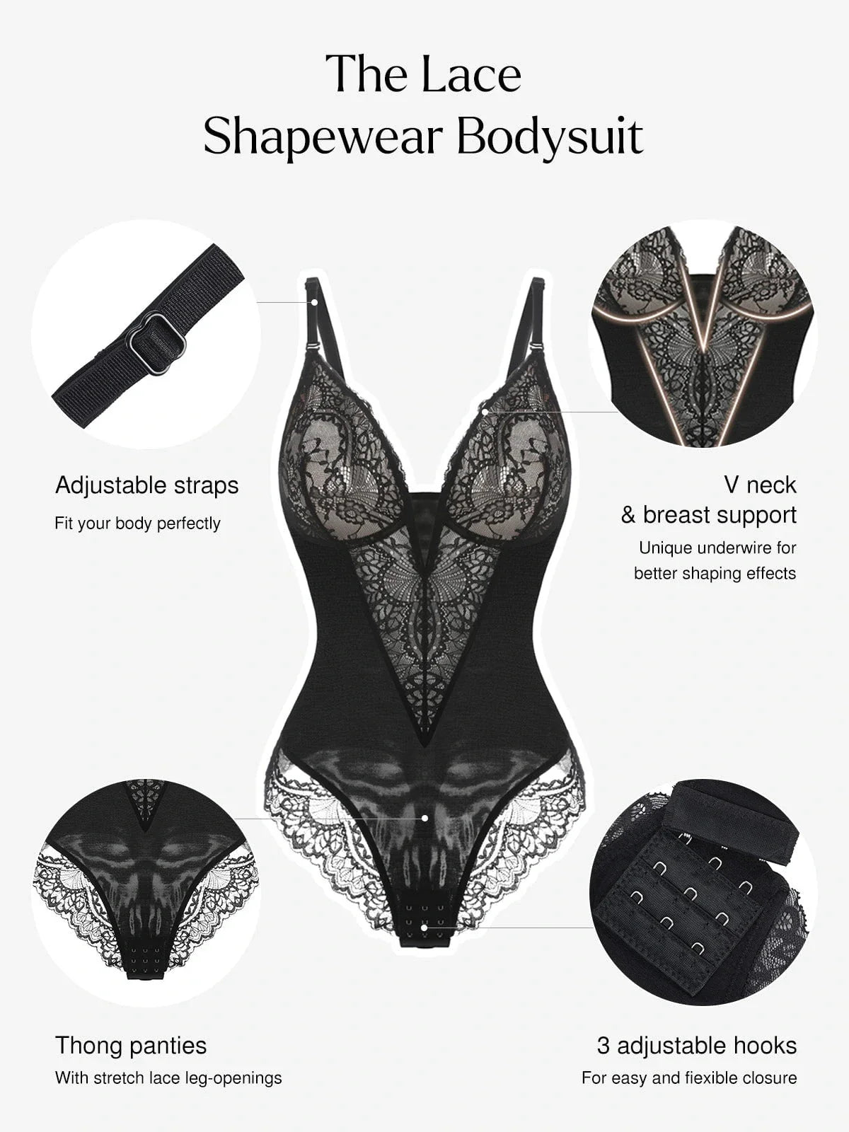 Body sculptant en dentelle à décolleté en V profond