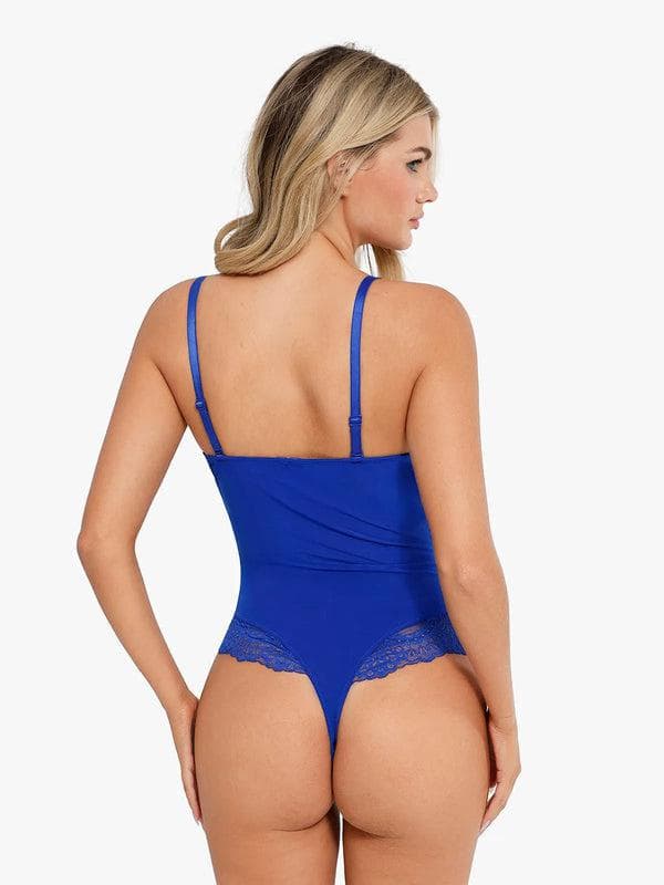 Body sculptant en dentelle à décolleté en V profond