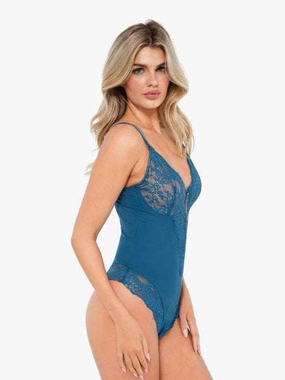 Body sculptant en dentelle à décolleté en V profond